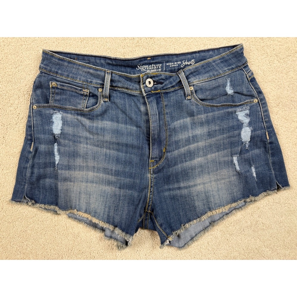 Levi's Signature Women's Denim High Rise Distressed Cutoff Shorts Sz 12/31 #1443